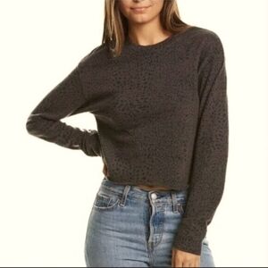 MONROW Mini Cheetah Cut Off Boyfriend Cropped Sweatshirt size Large